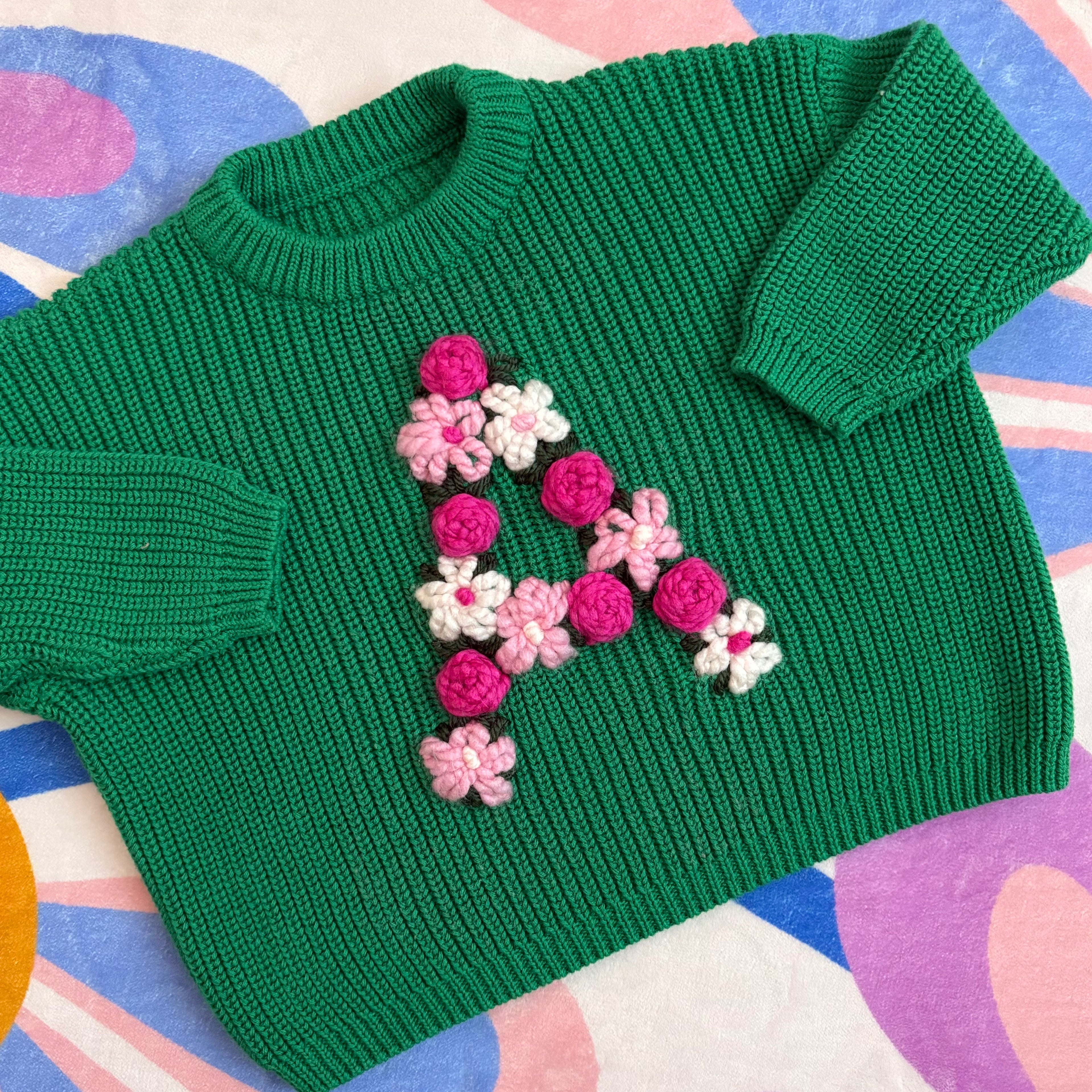 Custom Floral Initial Sweater